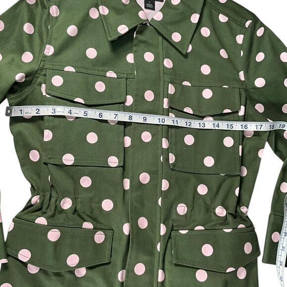 Halogen x Atlantic-Pacific Olive Green Polka Dot Utility Jacket Size Small NWOT - Picture 13 of 14